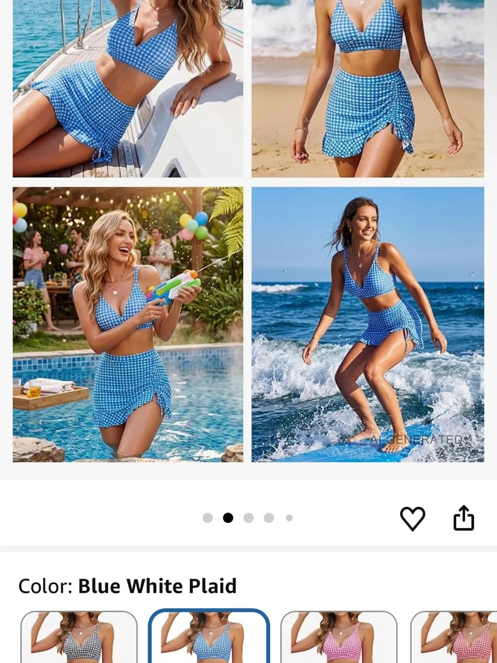 Blue Gingham 2 piece bathing suit new with tags- Women size medium